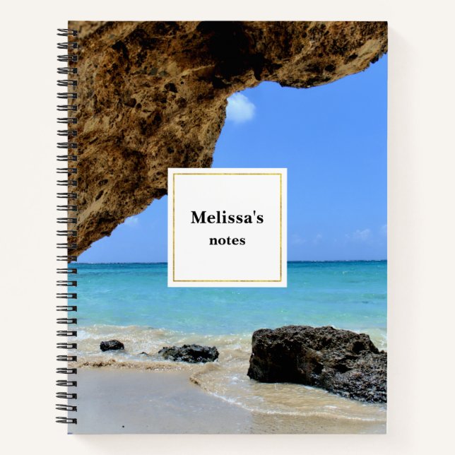 Tropical Beach Coast with a Big Rock Notebook (Front)