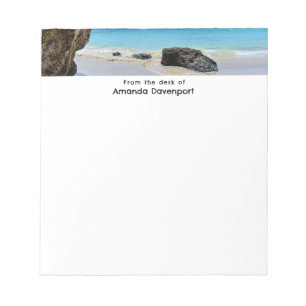 Tropical Beach Coast with a Big Rock Notepad