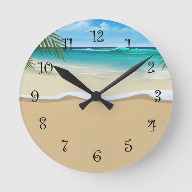Tropical Beach Coastal Acrylic Wall Clocks (Front)