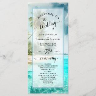 Tropical Beach Coastal Palm Trees Elegant Wedding Programme