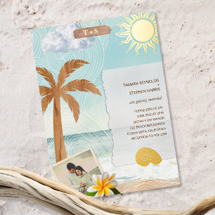 Tropical Beach Coastal Photo Foil Invitation