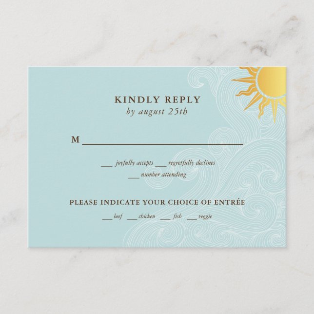 Tropical Beach Coastal RSVP Enclosure Card (Front)