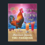 Tropical Beach Cocktail Bar Funny Rooster Chicken<br><div class="desc">The chicken in this humourous design knows what time it is - it's time to drink, of course, because it's COCKtail time! This silly tropical art is perfect for anyone who loves the sea and chickens and margaritas and paradise and endless summer. It shows a rooster crowing with a couple...</div>
