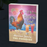 Tropical Beach Cocktail Bar Funny Rooster Chicken Wooden Box Sign<br><div class="desc">The rooster on this humorous wooden box sign knows what time it is: it's time to drink, of course, because it's COCKtail time! This silly tropical sign is perfect for anyone who loves the sea and chickens and margaritas and paradise and endless summer. It includes a rooster crowing with a...</div>