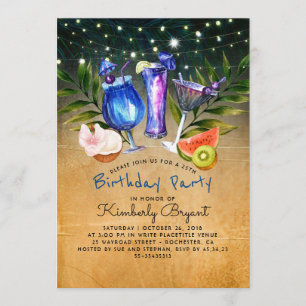Tropical Beach Cocktail Birthday Party Invitation
