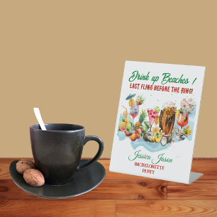 Tropical Beach Cocktails Fruits Bachelorette Party Pedestal Sign