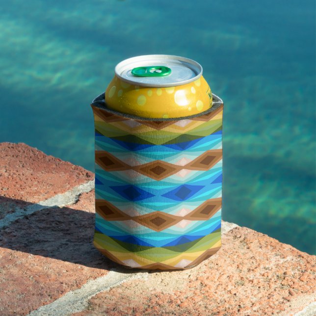 Tropical Beach Coloured Kaleidoscope Abstract Art  Can Cooler (In Situ Pool)