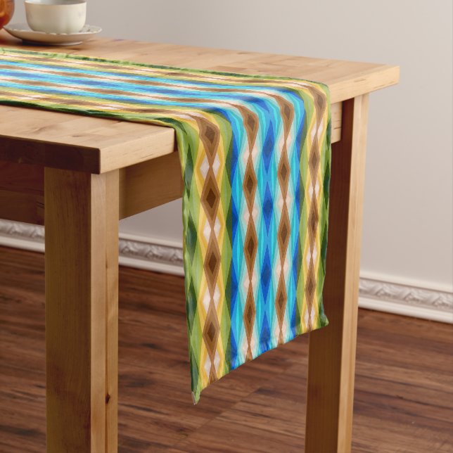 Tropical Beach Coloured Kaleidoscope Abstract Art  Short Table Runner (In Situ)
