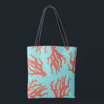 Tropical Beach Coral Pattern, Red Turquoise  Tote Bag<br><div class="desc">For additional matching marketing materials please contact me at maurareed.designs@gmail.com.</div>