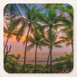 Tropical Beach Corcovado National Park Square Paper Coaster