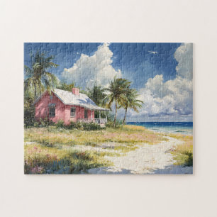 Tropical Beach Cottage Jigsaw Puzzle