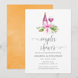 Tropical Beach Couples Shower Wine Tasting Invitation