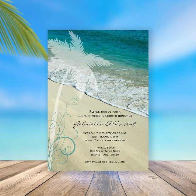 Tropical Beach Couples Wedding Shower Invitation (Creator Uploaded)