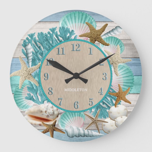 Tropical Beach Design Large Clock (Front)