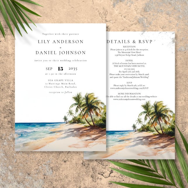 Tropical Beach Destination All In One Wedding Invitation (Tropical Beach Destination All In One Wedding Invitation)