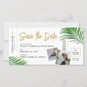 Tropical Beach Destination Boarding Pass Save The Date