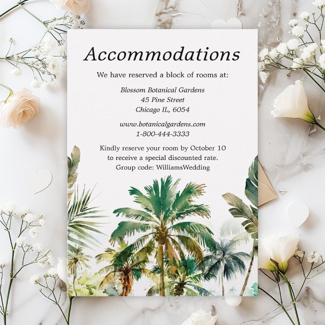 Tropical Beach Destination Wedding Accommodations Enclosure Card (Creator Uploaded)