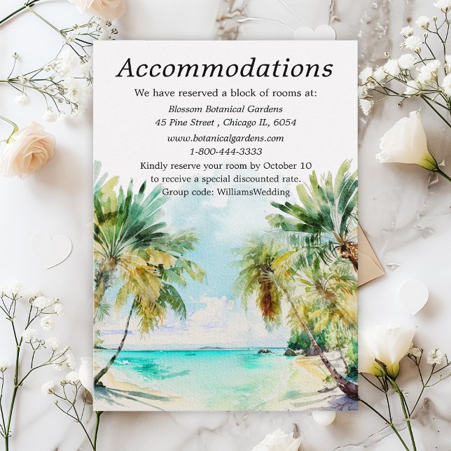Tropical Beach Destination Wedding Accommodations Enclosure Card (Creator Uploaded)