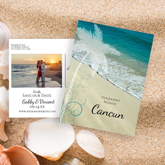 Tropical Beach Destination Wedding Announcement Postcard (Creator Uploaded)