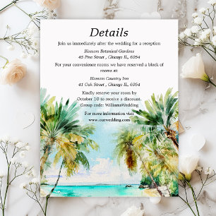 Tropical Beach Destination Wedding Details Enclosure Card