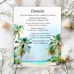 Tropical Beach Destination Wedding Details Enclosure Card