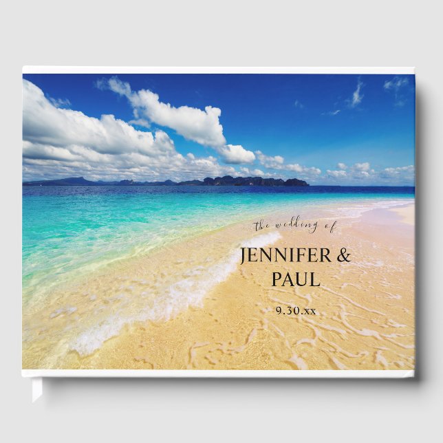 Tropical Beach Destination Wedding Guest Book (Front)