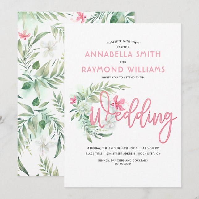 Tropical Beach | Destination Wedding Invitation (Front/Back)