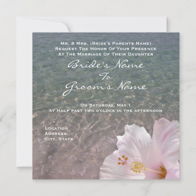 Tropical Beach Destination Wedding Invitation (Front)
