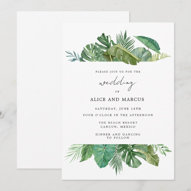 Tropical Beach Destination Wedding Invitation (Front/Back)