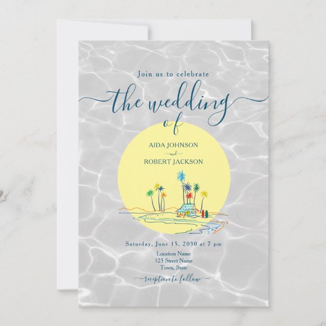 Tropical Beach Destination Wedding Invitation (Front)