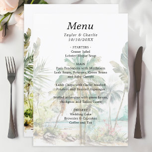 Tropical Beach Destination Wedding Menu