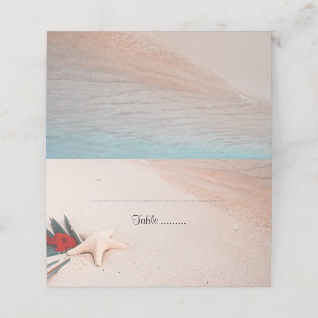 Tropical Beach Destination Wedding Place Card (Outside Unfolded)