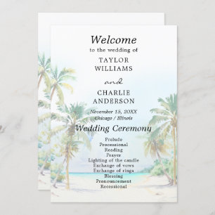 Tropical Beach Destination Wedding Program Programme