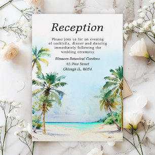 Tropical Beach Destination Wedding Reception Enclosure Card
