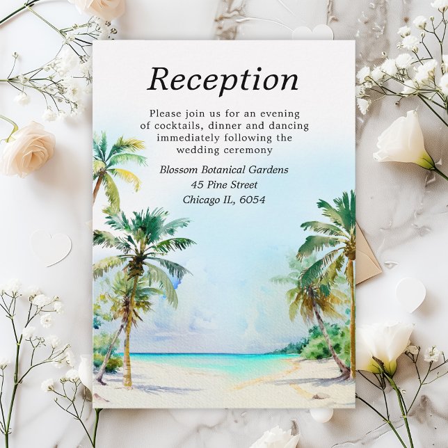 Tropical Beach Destination Wedding Reception Enclosure Card (Creator Uploaded)