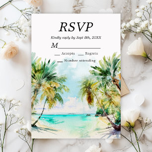 Tropical Beach Destination Wedding RSVP Card