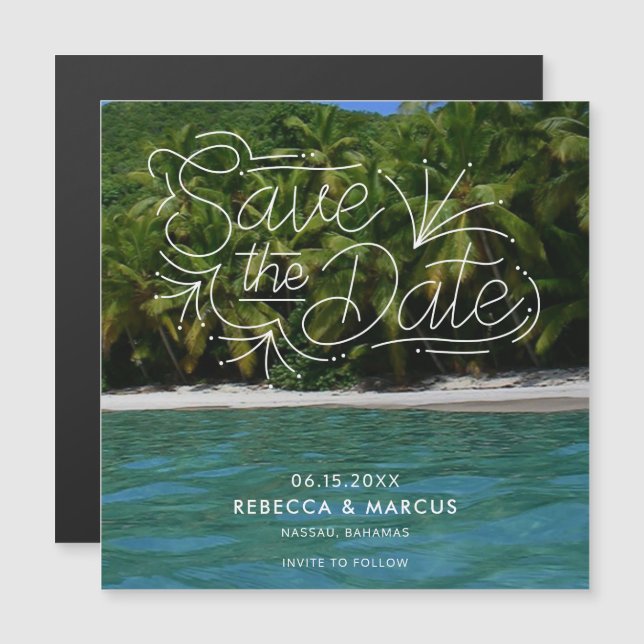 Tropical Beach Destination Wedding Save the Date (Front/Back)