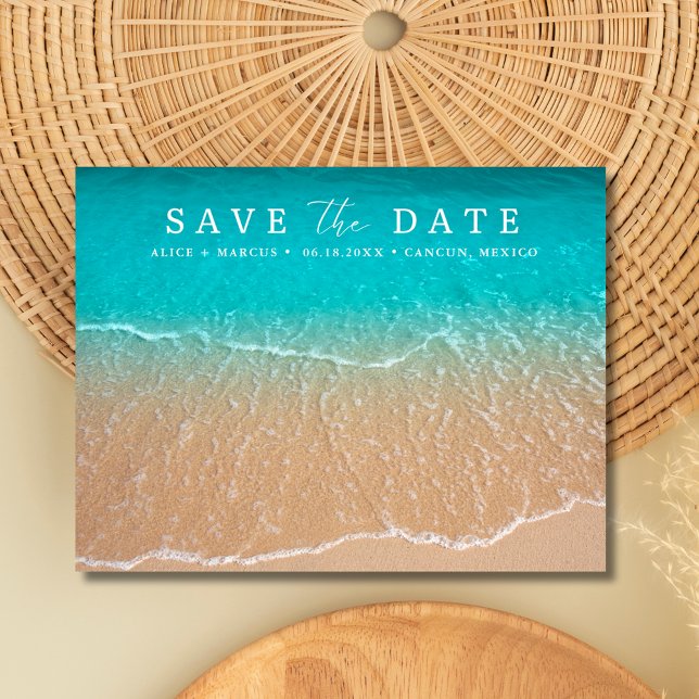 Tropical Beach Destination Wedding Save the Date Announcement Postcard (Creator Uploaded)