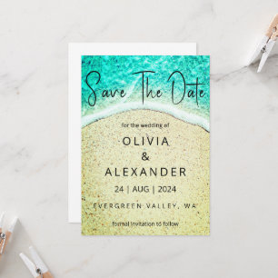 tropical beach destination wedding save the date invitation