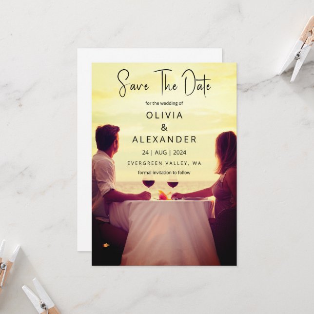 tropical beach destination wedding save the date invitation (Front/Back In Situ)