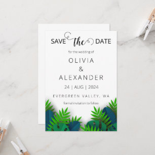 tropical beach destination wedding save the date invitation