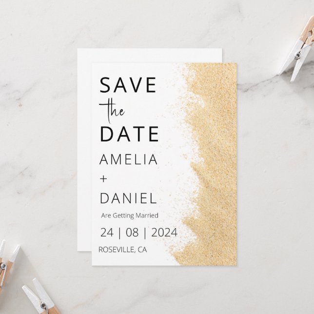 tropical beach destination wedding save the date invitation (Front/Back In Situ)