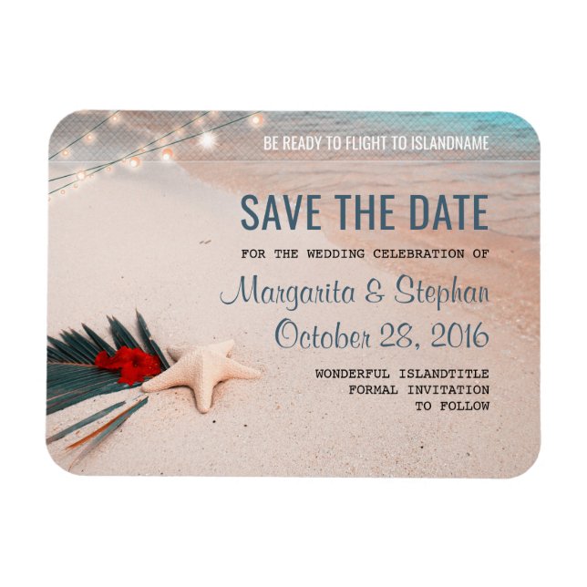 Tropical Beach Destination Wedding Save the Date Magnet (Horizontal)