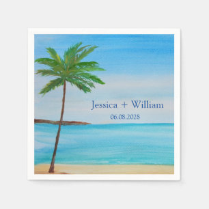 Tropical Beach Destination Wedding Thank you  Napkin