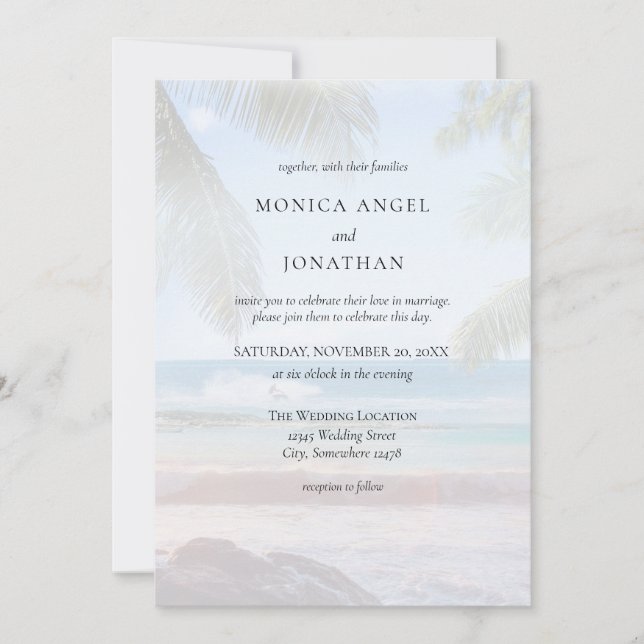 Tropical Beach Destination Wedding V2 Invitation (Front)