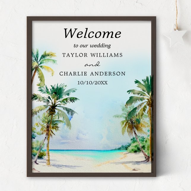 Tropical Beach Destination Wedding Welcome Sign (Creator Uploaded)