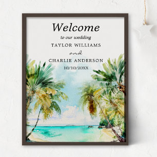 Tropical Beach Destination Wedding Welcome Sign