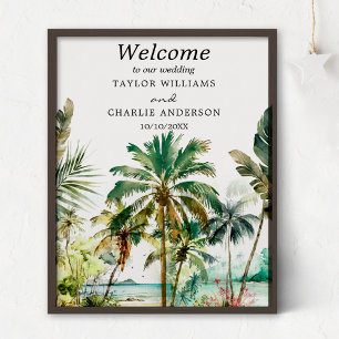 Tropical Beach Destination Wedding Welcome Sign