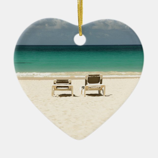 Tropical Beach Dominican Republic Ceramic Tree Decoration (Front)