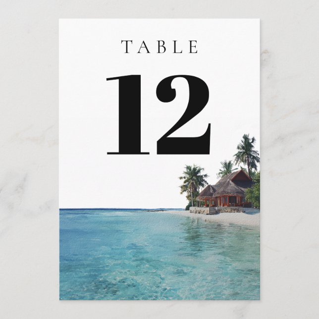 Tropical Beach Elegant Modern Table Number (Front)